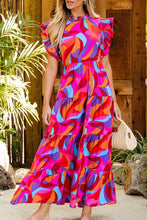 Load image into Gallery viewer, PLANS IN MOTION ORANGE RUFFLE TIERED LONG DRESS
