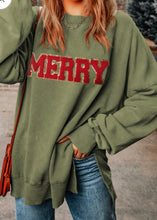 Load image into Gallery viewer, MERRY Side Slit Long Sleeve Sweatshirt
