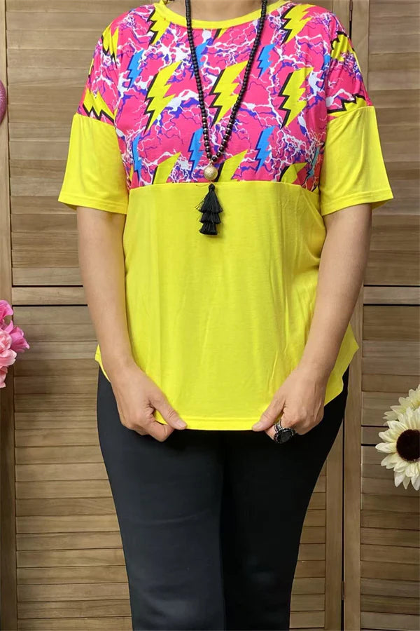 Lightning yellow multi color top