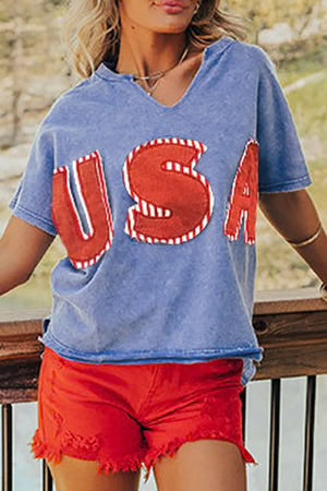 USA PATCH SKY BLUE MINERAL WASH VINTAGE TEE **SHIPPING EXPECTED TO BEGIN ON DATE 4/8**