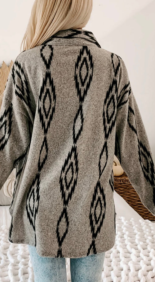 Aztec Contrast Chest Pocket Shacket (Ships 8/20)