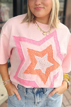 Load image into Gallery viewer, STARS IN YOUR EYES LIGHT PINK PATCHWORK TOP **SHIPPING EXPECTED TO BEGIN ON DATE 5/12**
