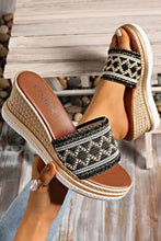 Load image into Gallery viewer, Woven Band PU Leather Wedge Slippers

