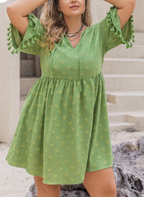 Load image into Gallery viewer, Plus Size Tied Tassel Half Sleeve Mini Dress
