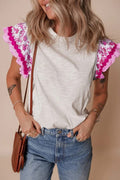 Ricrac Trimmed Printed Patchwork Top
