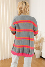 Load image into Gallery viewer, Stripe Printed Ribbed Knitted Cardigan
