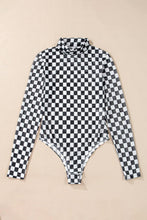 Load image into Gallery viewer, Checkered High Neck Mesh Bodysuit
