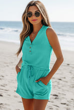 Load image into Gallery viewer, Mint Green Ribbed V Neck Tank Top Shorts Set
