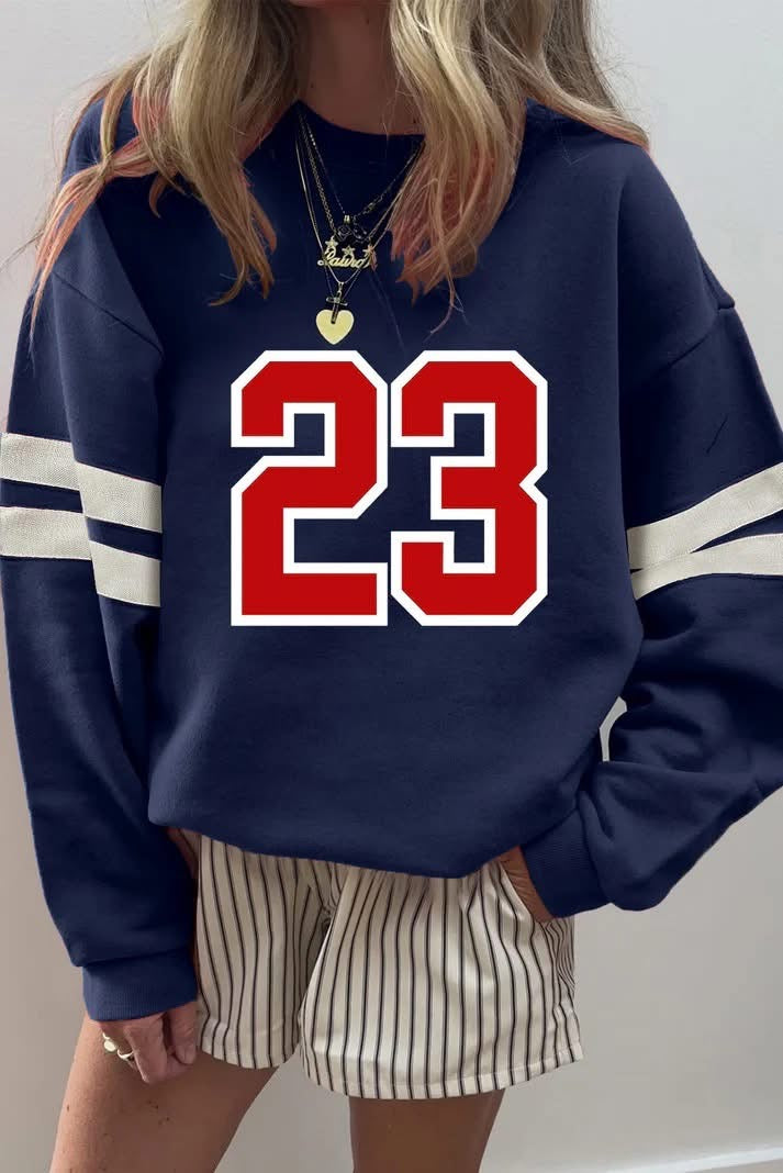 Number 23 Printed Oversize Varsity Sweatshirt