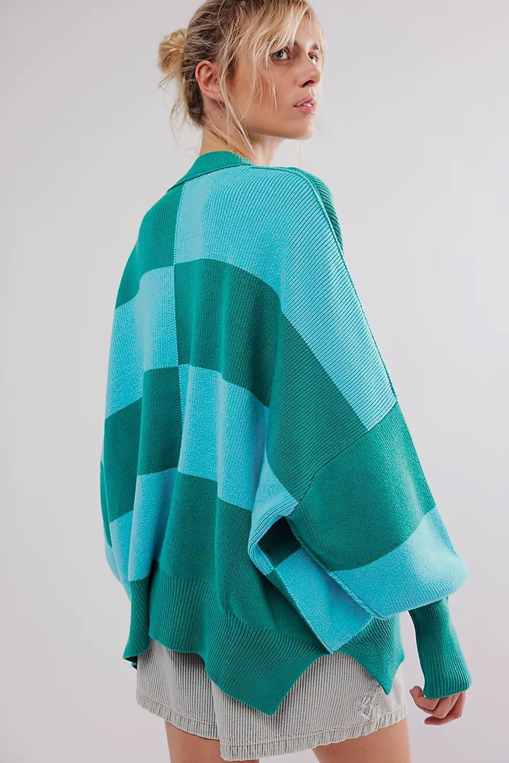 Green Checkered Oversized sweater