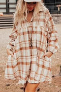 BROWN PLAID BABYDOLL DRESS **SHIPPING EXPECTED TO BEGIN ON DATE 11/20**