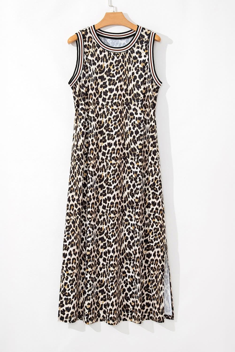 Black Contrast Leopard maxi Dress