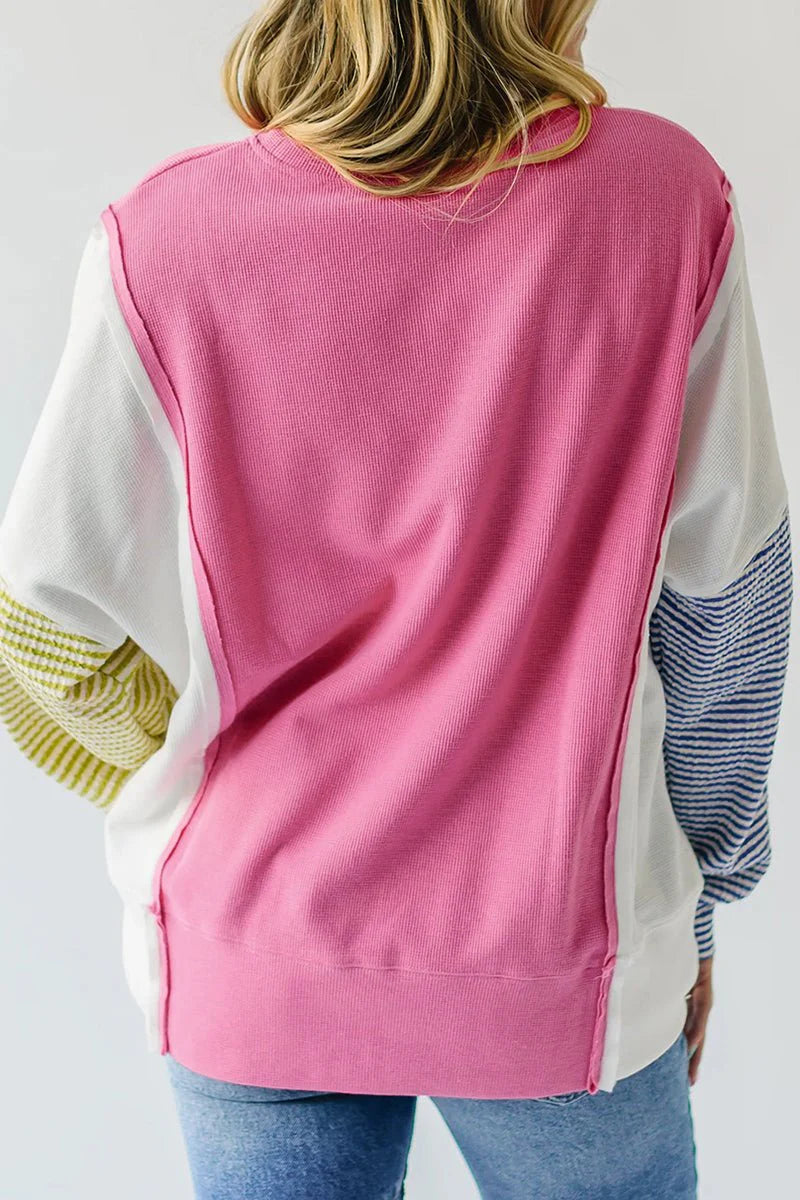 LEILANI PINK WAFFLE KNIT TOP**SHIPPING EXPECTED TO BEGIN ON DATE 10/27**
