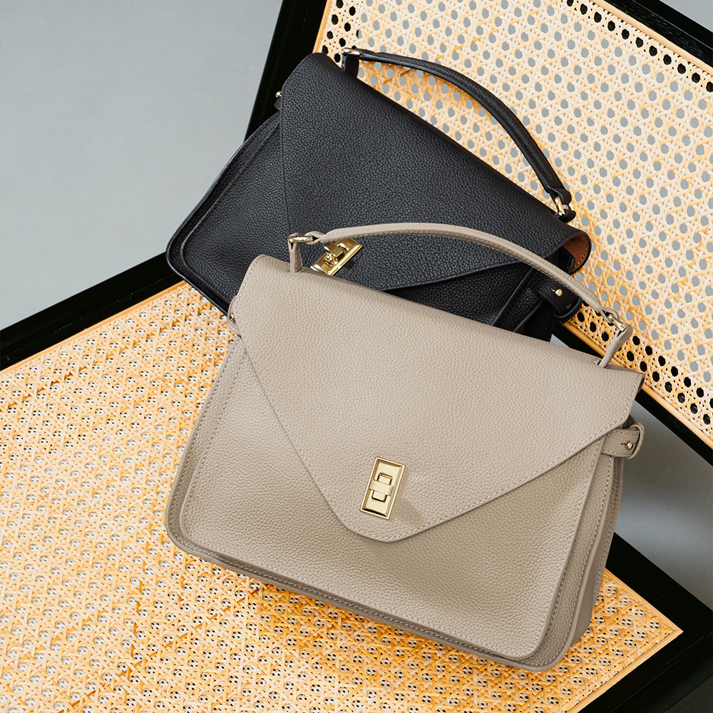 Full-Grain Leather Crossbody Bag – Fleece-Lined Urban Minimalist Bag | 4 Colors