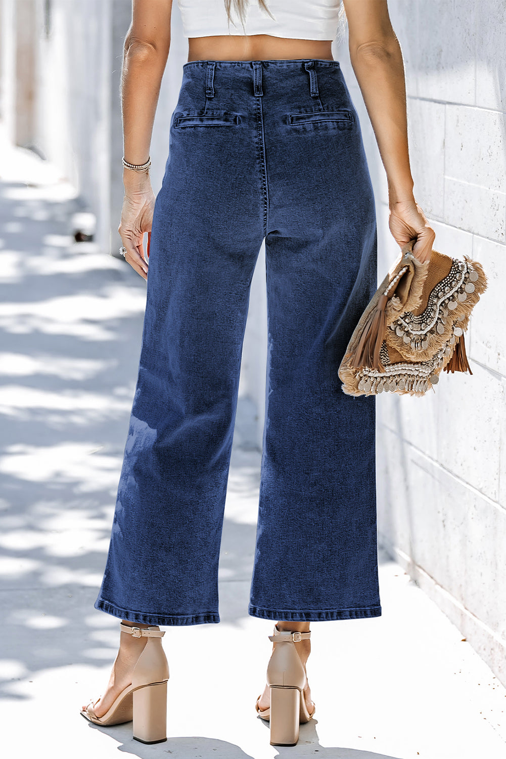 Mckinley Wide Leg Cropped Jeans Threaded Pear