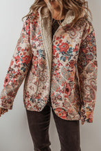 Load image into Gallery viewer, Divine Illusion Beige Vintage Paisley sherpa hooded Jacket
