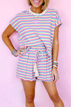 Load image into Gallery viewer, CANDY COATED PINK STRIPE TEE AND TASSELED DRAWSTRING SHORTS SET
