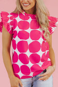 SUMMER FUN ROSE POLKA DOT FRILLY TOP **SHIPPING EXPECTED TO BEGIN ON DATE 3/5**