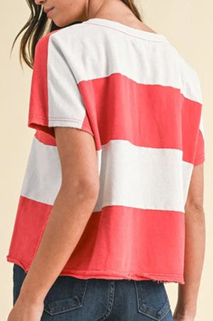 AMERICAN FLAG COLORBLOCK TOP **SHIPPING EXPECTED TO BEGIN ON DATE 6/2**