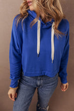 Load image into Gallery viewer, Dark Blue Drawstring Cropped Hoodie
