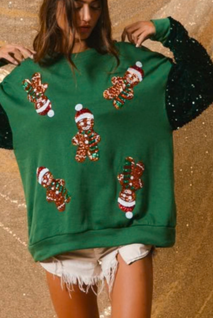 Christmas Sequin Sleeve Sweatshirt