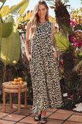 Black Contrast Leopard maxi Dress