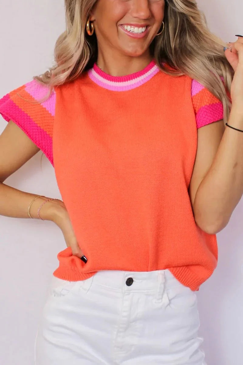 SUMMER VIBES ORANGE FLUTTER SLEEVE TOP