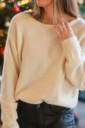 LACED WITH LOVE WHITE BOW BACK SWEATER **SHIPPING EXPECTED TO BEGIN ON DATE 10/3**