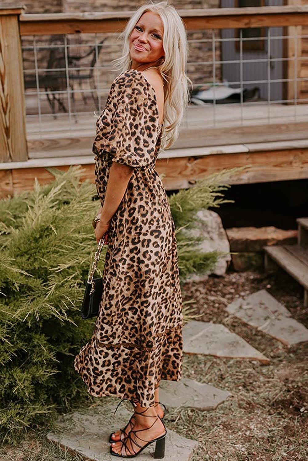 Brown Leopard Bubble Maxi dress