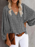 Printed Vneck Long Sleeve Blouse