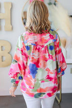 Load image into Gallery viewer, Floral inventions Multicolour Abstract 
Frilled Button Front Collared Shirt
