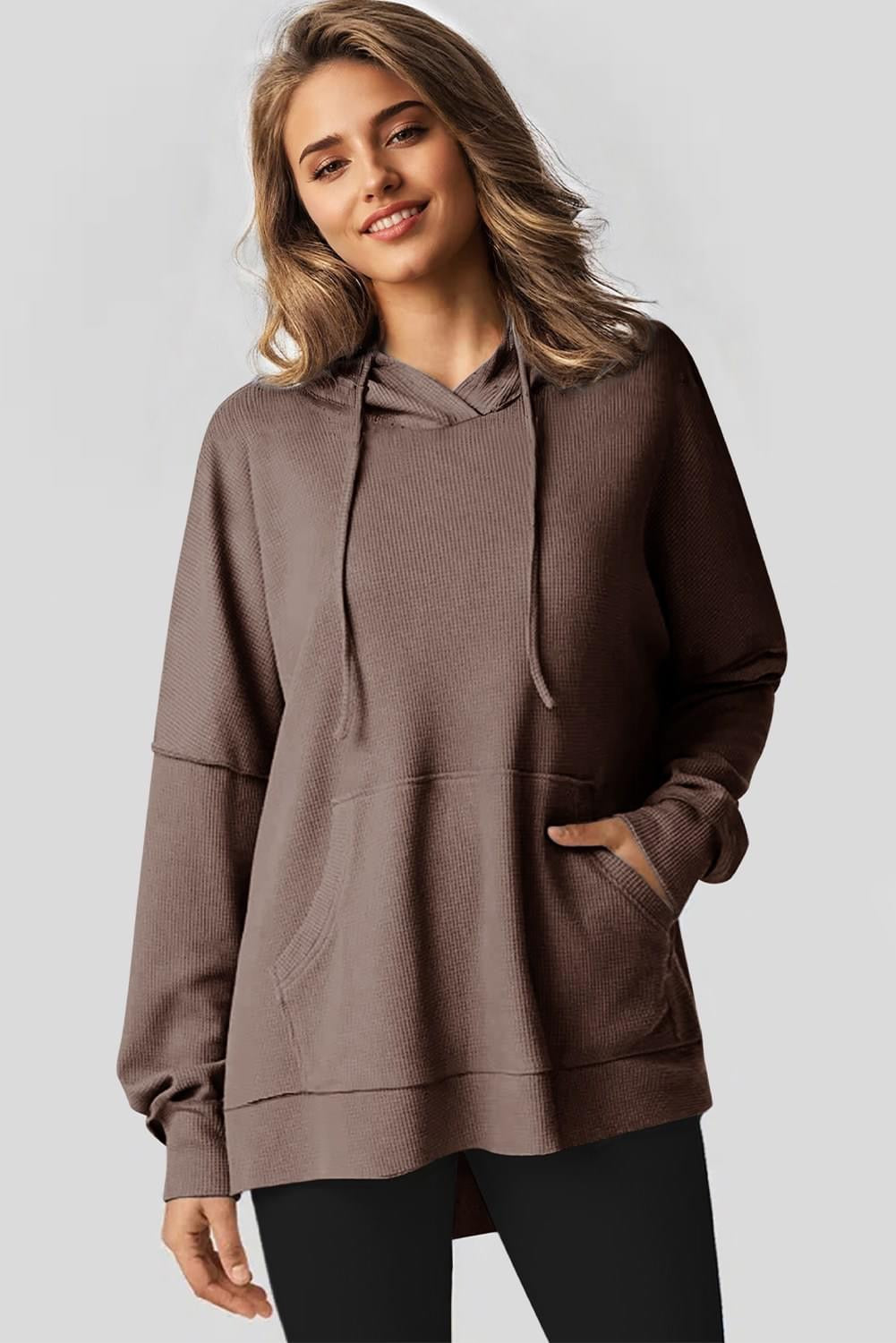 Waffle Knit Fleece Lined 
oversized Hoodie