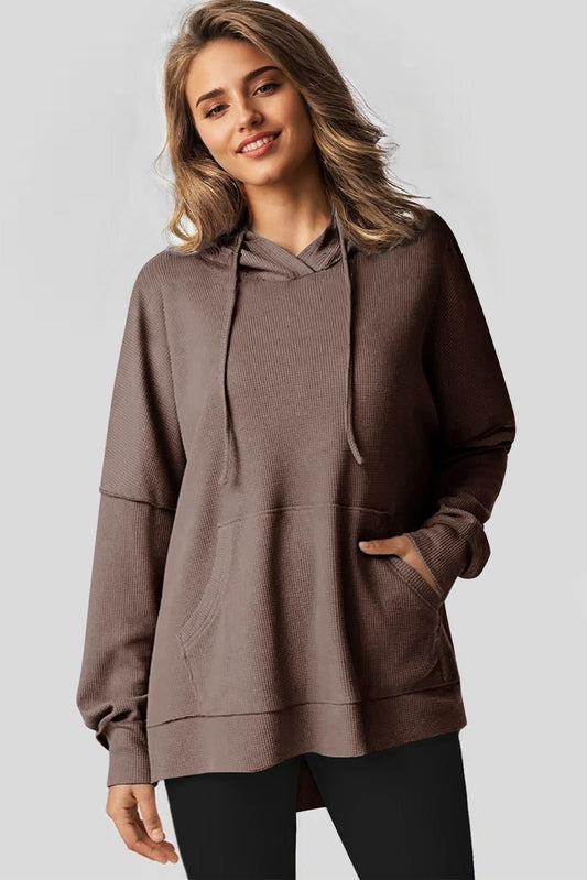 Waffle Knit Fleece Lined 
oversized Hoodie