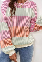 Load image into Gallery viewer, Colorblock Textured Knit Bubble Sleeve Sweater
