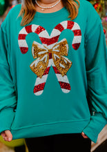 Load image into Gallery viewer, Sequined Candy Cane Sweatshirt
