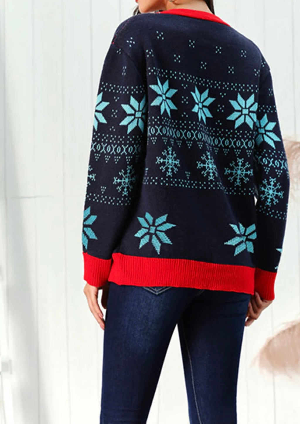 Snowflake Pattern Button Down Cardigan