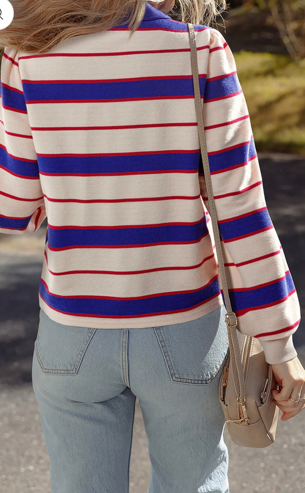 Color Block V Neck Loose Fit Sweatshirt