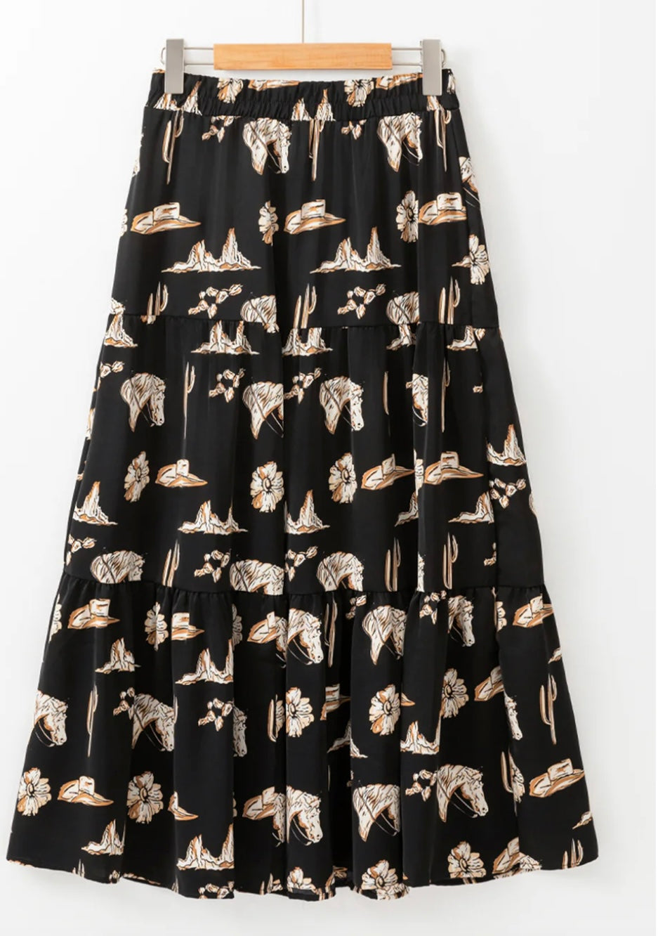 Western Ruffled Maxi Skirt