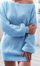 Load image into Gallery viewer, Boat Neck Long Sleeve Mini Sweater Dress
