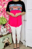 Black Aztec bull print Top