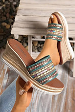 Load image into Gallery viewer, Woven Band PU Leather Wedge Slippers
