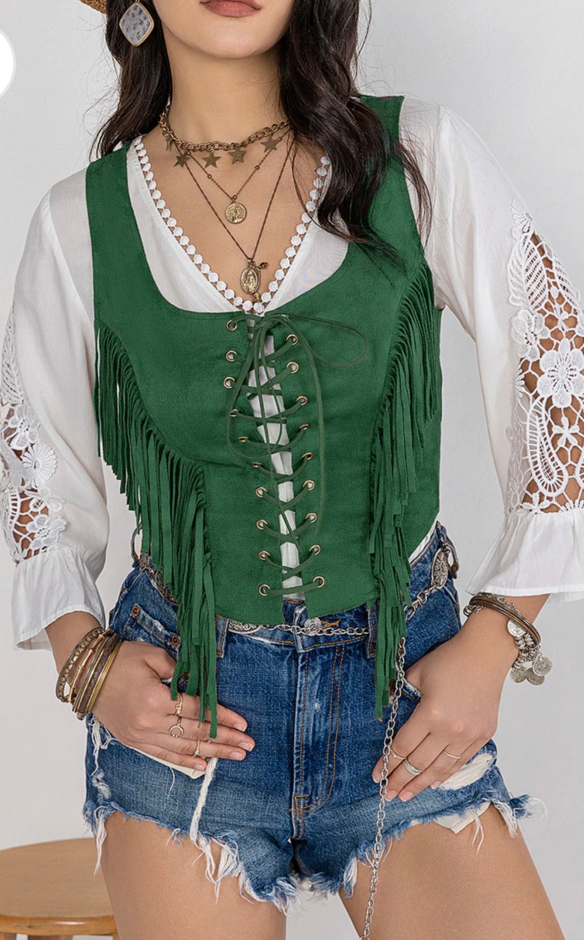 Fringe Lace-Up Wide Strap Tank