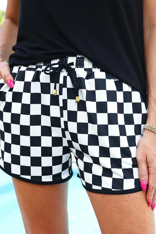 Black Checkered Shorts