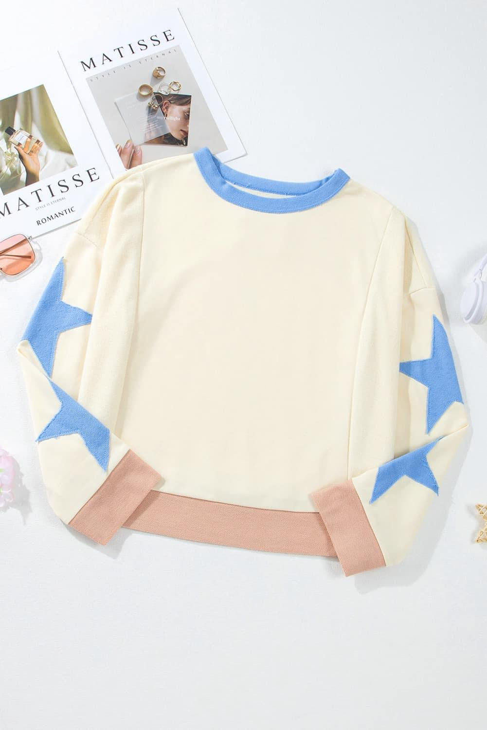 Star Patchwork Exposed Seam Sweatshirt