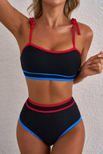 Load image into Gallery viewer, Black Triple Color High Waist Bikini Set
