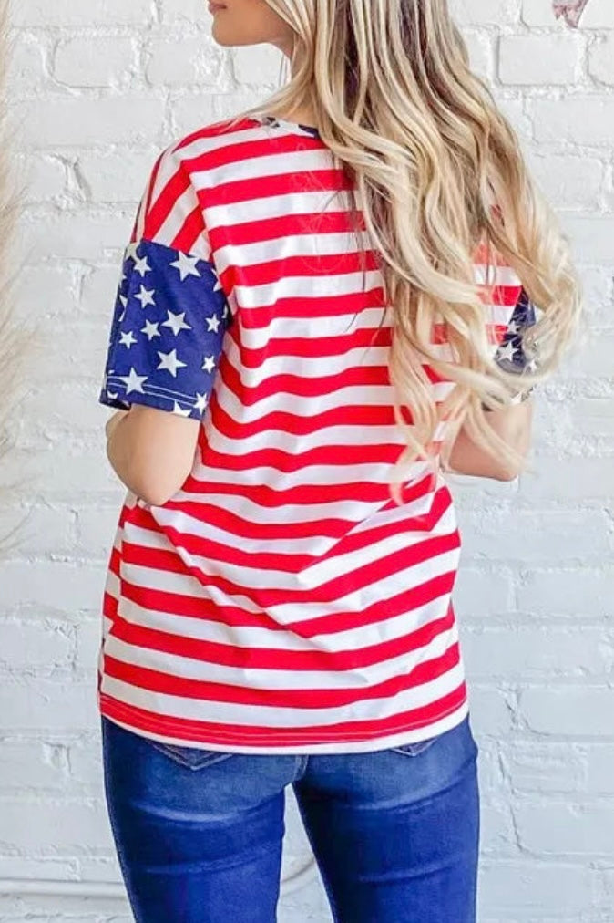 And The Why American Flag Short Sleeve Top