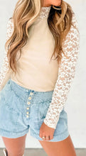 Load image into Gallery viewer, Floral lace patchwork high neck slim top
