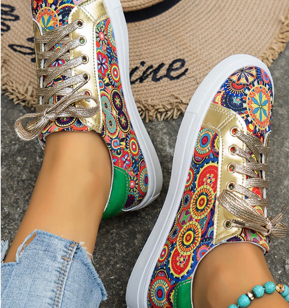 Gold Hippy Sneakers