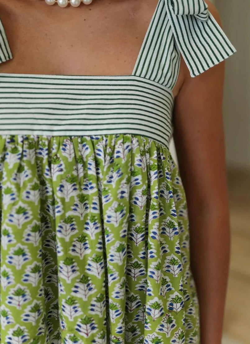 Printed Tie Shoulder Mini Cami Dress