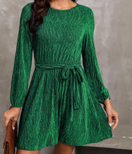 Load image into Gallery viewer, Round Neck Tie Front Long Sleeve Dress
